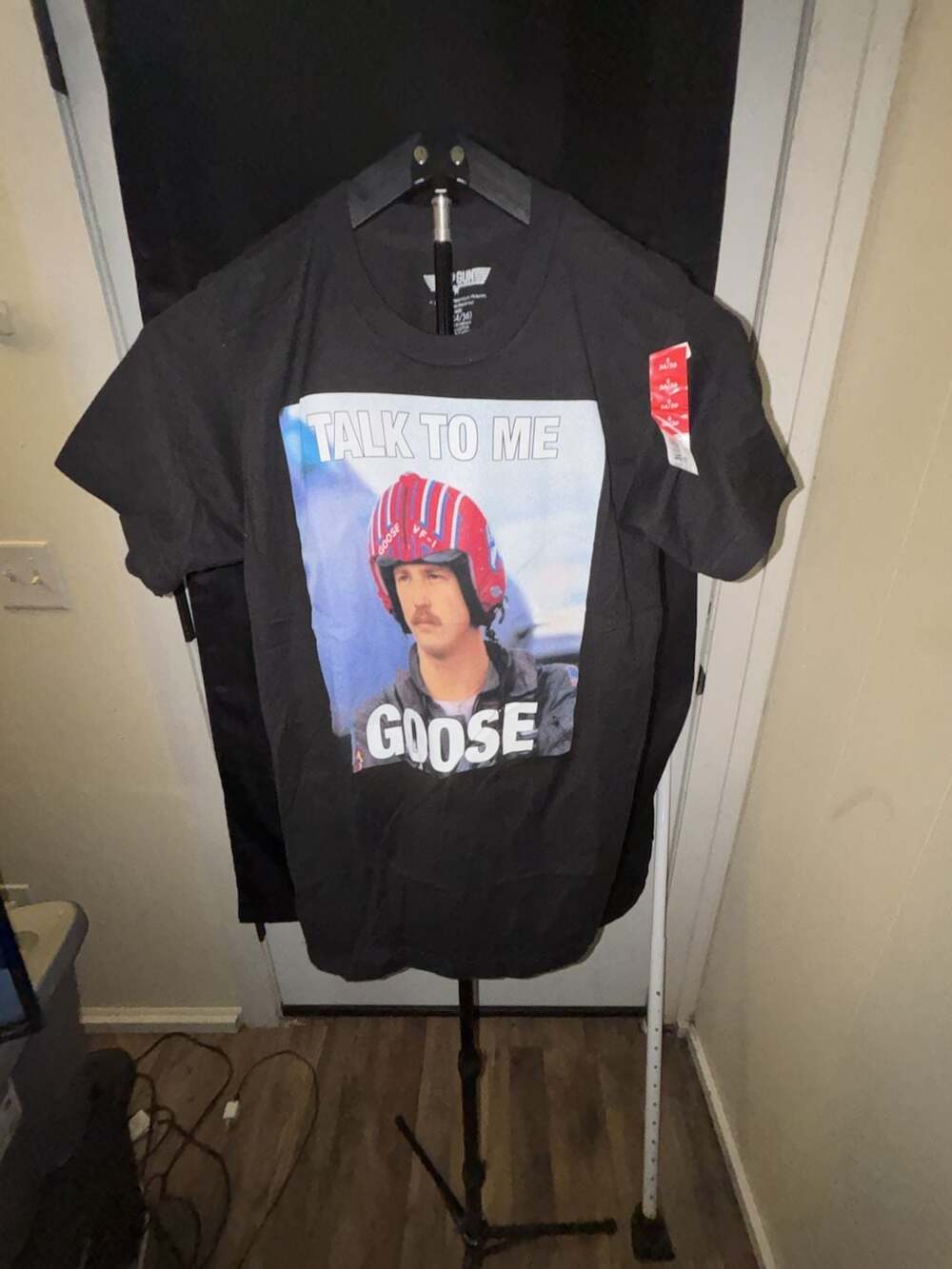 Top Gun Talk To Me Goose Graphic T-Shirt Black Size S (34/36)